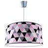 Lampa Zwis Pojedyncze Źródło Światła Abażur Różowe Trójkąty Szara Linka