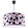 Lampa Zwis Pojedyncze Źródło Światła Abażur Różowe Trójkąty Czarna Linka