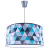 Lampa Zwis Pojedyncze Źródło Światła Abażur Niebieskie Trójkąty Szara Linka