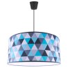 Lampa Zwis Pojedyncze Źródło Światła Abażur Niebieskie Trójkąty Czarna Linka