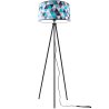 Lampa Stojak Czarny Trójnóg z Abażurem w Niebieskie Trójkąty Lampa Stojak Czarny Trójnóg z Abażurem w Niebieskie Trójkąty