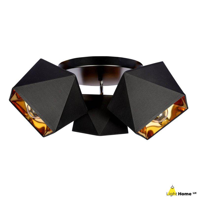 Sufitowa Lampa Plafon 3-Płomienna Złoto-Czarna