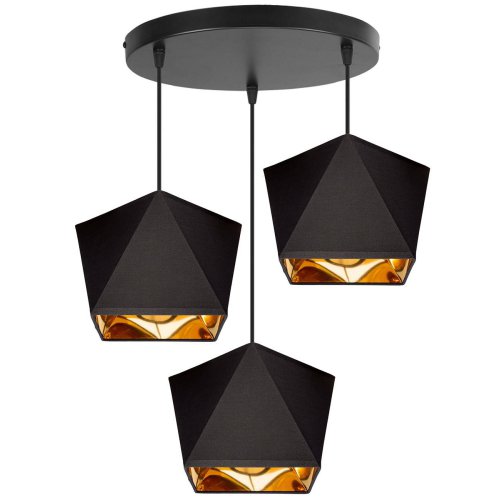 Nowoczesna Lampa Wisząca Czarna ze Złotymi Abażurami Diament