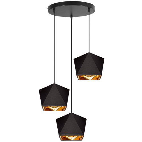Nowoczesna Lampa Wisząca Czarna ze Złotymi Abażurami Diament