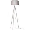 Lampa stojąca podłogowa trójnóg z jasnoszarym abażurem chrom Lampa stojąca podłogowa trójnóg z jasnoszarym abażurem chrom