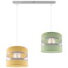 Wisząca Lampa Dziecięca 2 Płomienna Pastelowa Żółty i Zielony Abażur