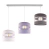 Wisząca Lampa Wielokolorowa 3 Płomienna Biały Wrzosowy i Szary Abażur
