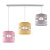 Wisząca Lampa Wielokolorowa 3 Płomienna Różowy Żółty Jasnoszary Abażur