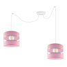 Wisząca Lampa Dwa Źródła Światła Pająk Abażury Materiałowe z Przezroczystym Paskiem Różowe