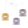 Lampa Wisząca Nowoczesna Pająk 3 Płomienna z Abażurami na Linkach Żółty Wrzosowy Jasnoszary