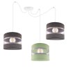 Lampa Wisząca Nowoczesna Pająk 3 Płomienna z Abażurami na Linkach Szare Zielony