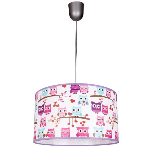 Lampa Wisząca Dziecięca z Abażurem w Różowe Sowy