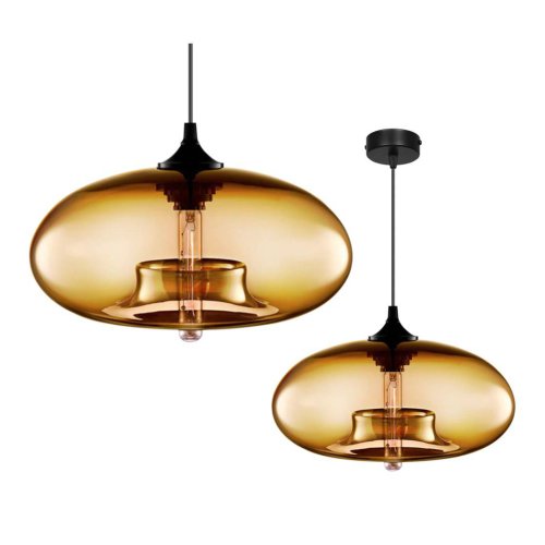 Designerska Lampa Wisząca Pojedyncza ze Szklanym Kloszem