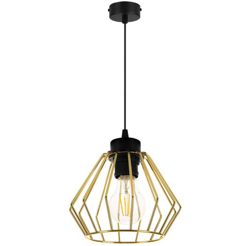 Lampa Wisząca Loft Ze Złotym Kloszem Metal