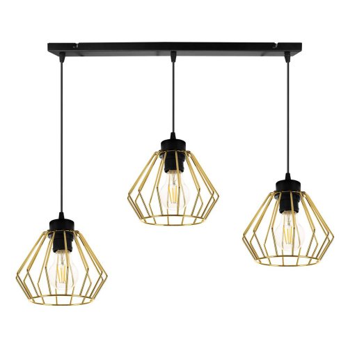 Lampa Wisząca Loft na Listwie Złote Klosze