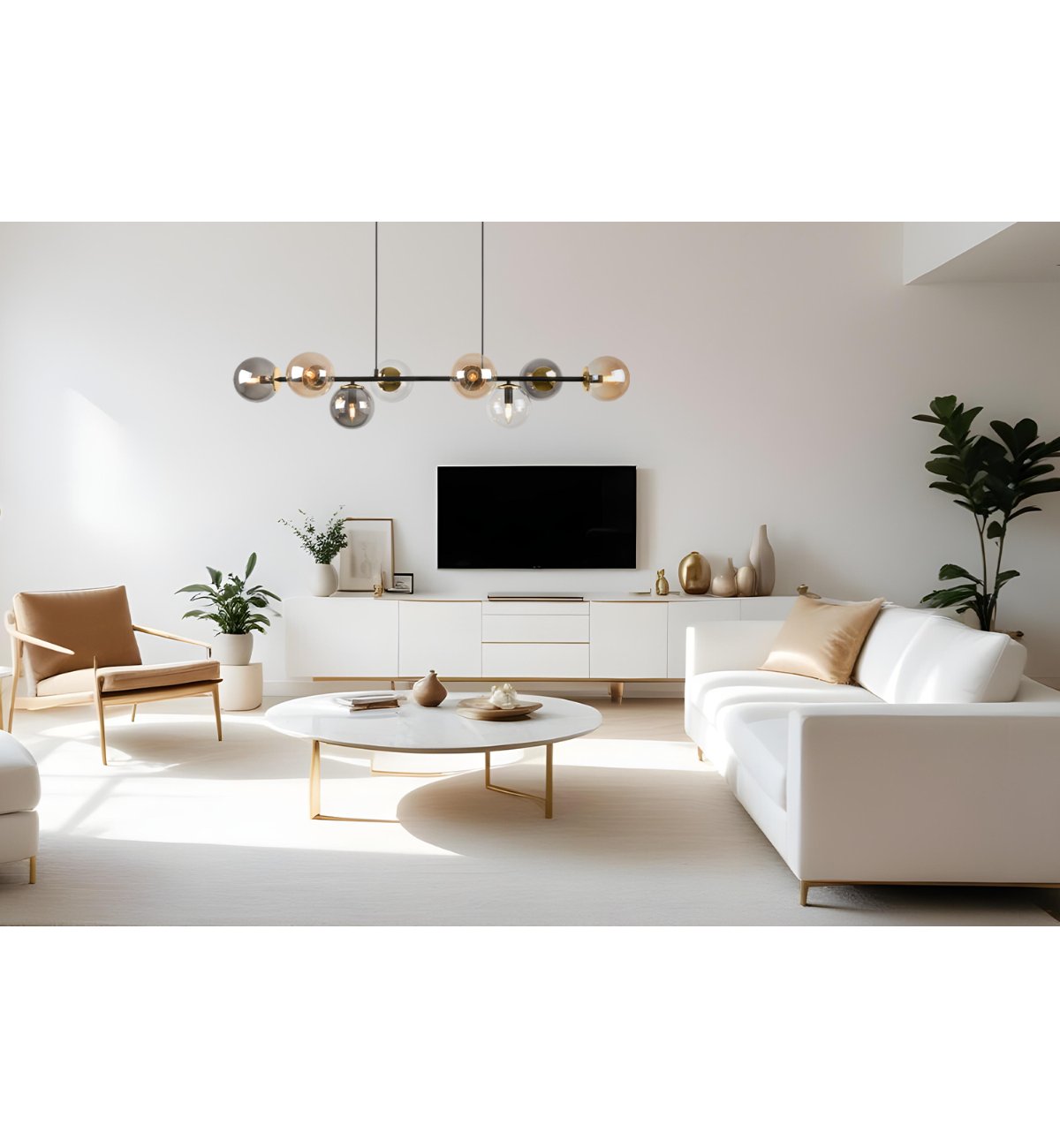 Kilkupunktowa długa lampa wisząca do salonu