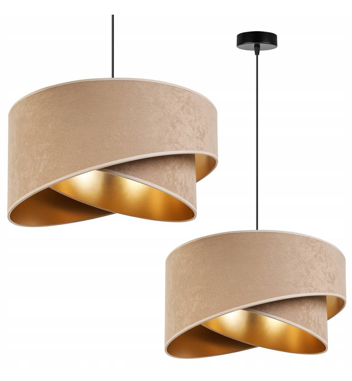 stylowa lampa wisząca w kolorze kaszmiru i złota
