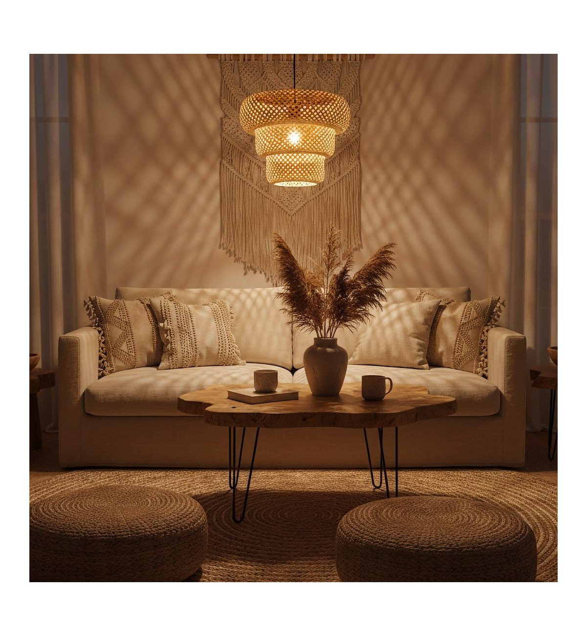 Lampa z bambusowym abażurem do modnych wnętrz