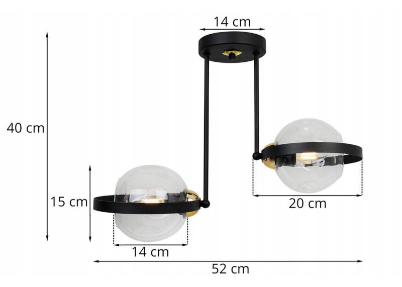 Wymiary wiszącej lampy Ring Rio