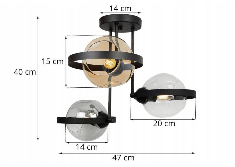 Wymiary lampy ze szklanymi kloszami