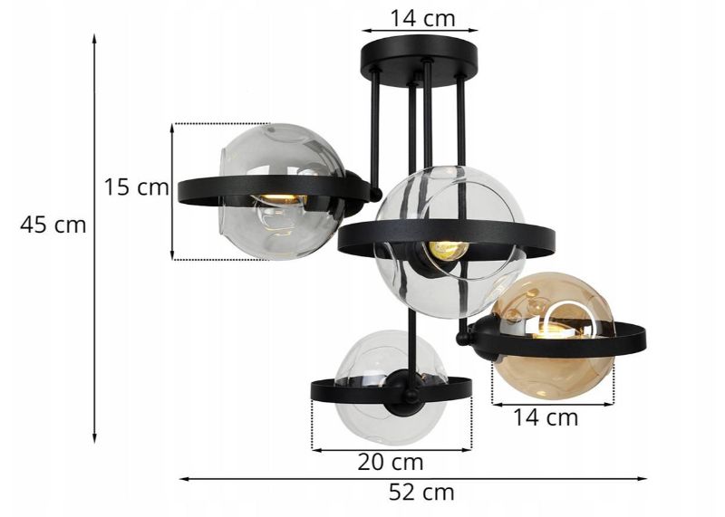 Wymiary metalowej lampy wiszącej