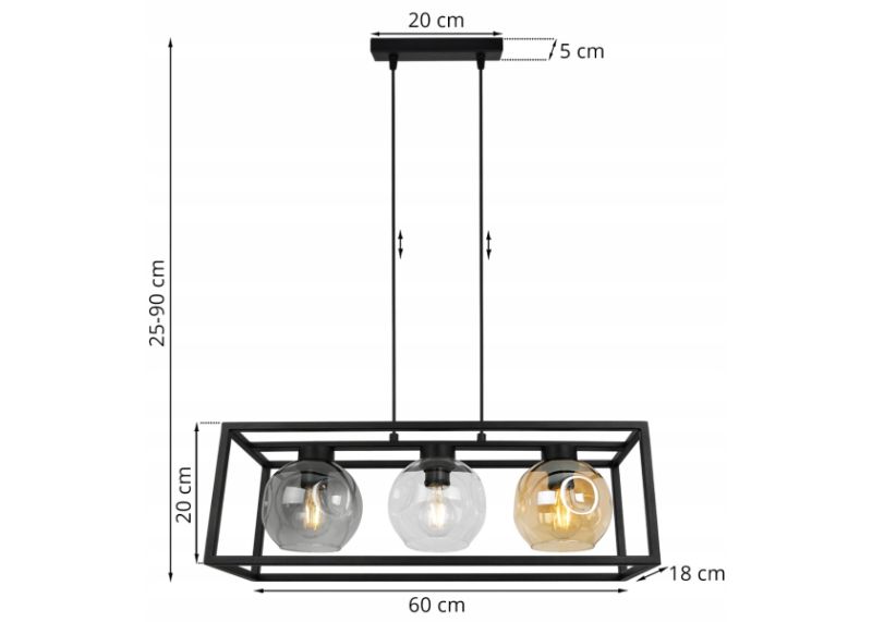 industrialna lampa wisząca metalowa wymiary