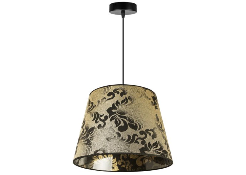 lampa wisząca sufitowa werona z abażurem stożkowym złoty wzór