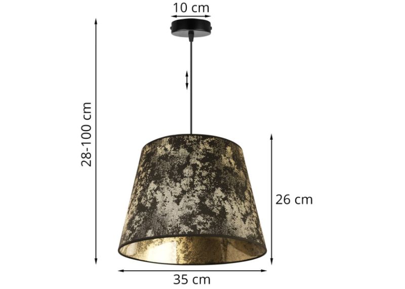 nowoczesna lampa wisząca stożkowy abażur werona złoty wzór
