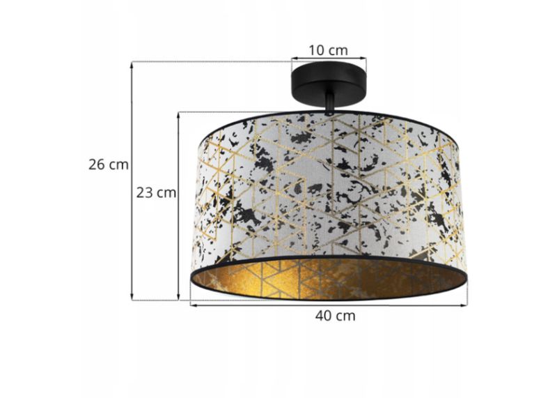 Wymiary lampy z materiałowym abażurem we wzór miedziany marmur