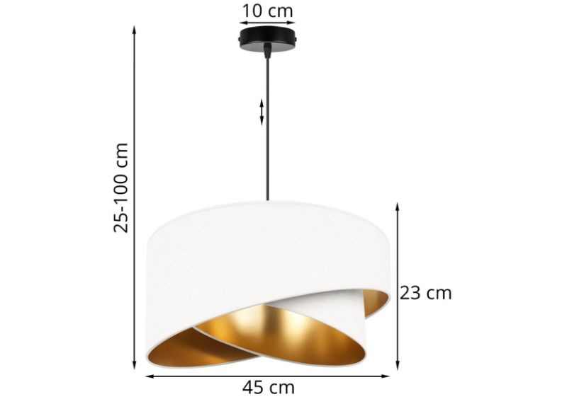 Wymiary lampy z regulacją na okrągłej podsufitce