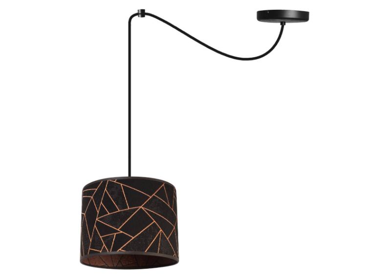 lampa z abażurem materialowym wzór miedź
