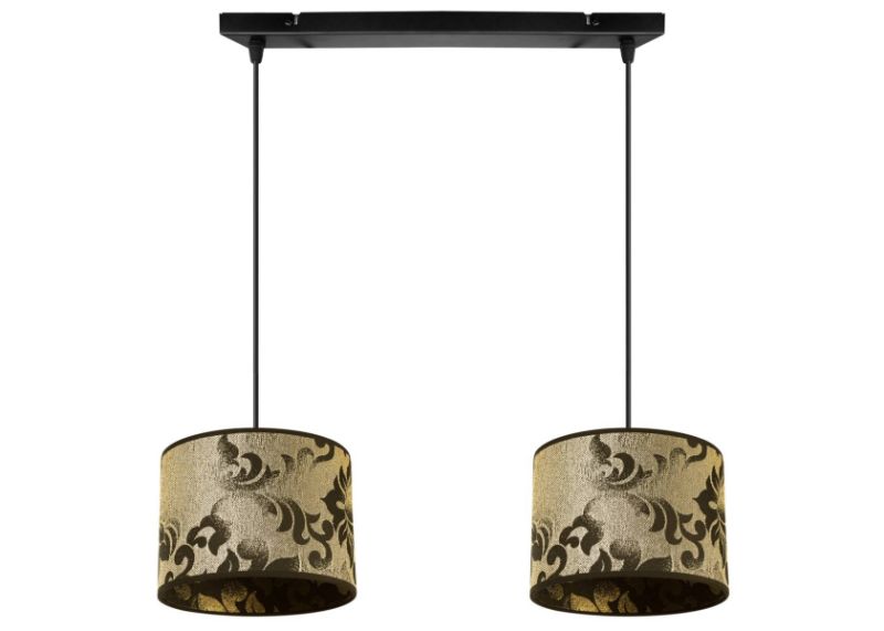 lampa wisząca na listwie z abażurami złoty wzór