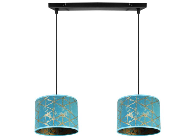 lampa sufitowa wisząca na listwie z abażurami abstrakcyjny wzór