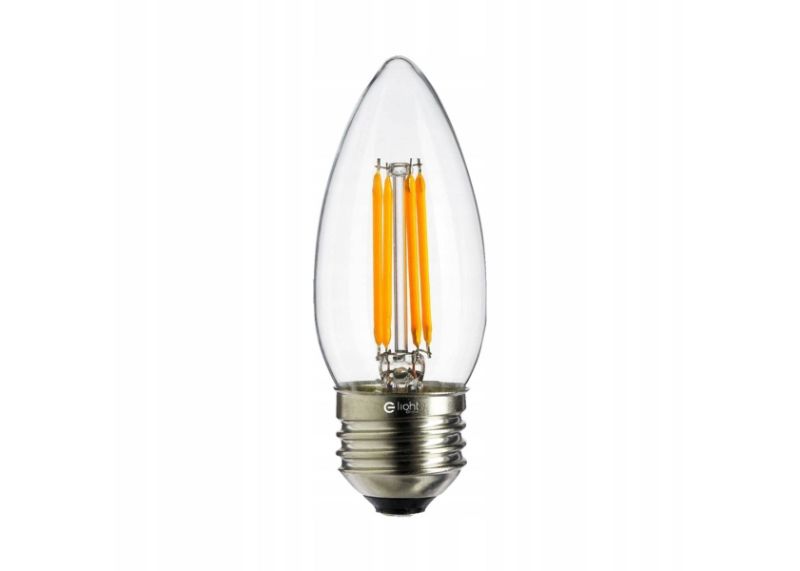 Ozdobna żarówka LED Filament E27 4W w kształcie świeczki o ciepłej barwie