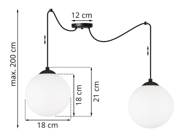 lampa wisząca sufitowa pająk kula czarny led 18cm