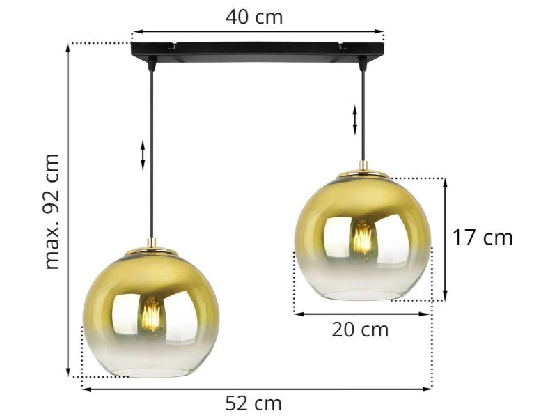 Lampa z dwoma złotymi kloszami