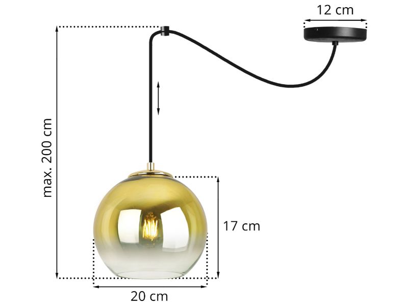 Lampa pająk ze szklanymi złotymi kulami