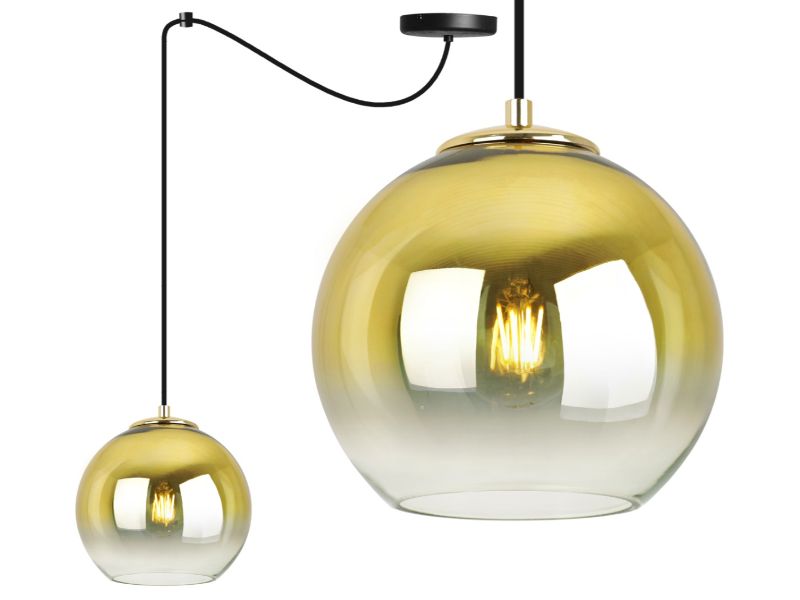 Lampa wisząca ze złotą kulą szklaną
