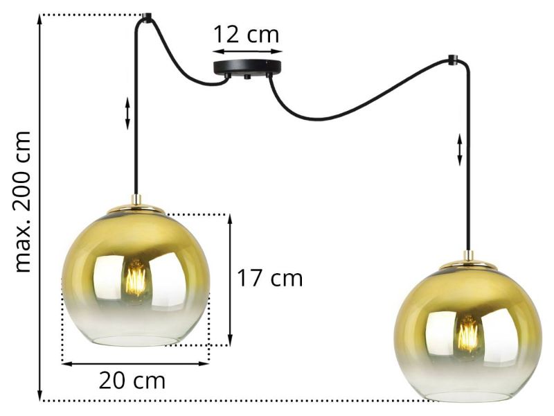 Lampa z podwójnymi złotymi kulami