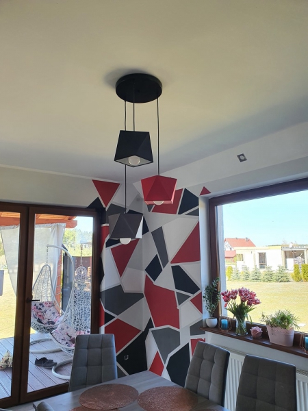 Lampa wisząca regulowana abażur diament led