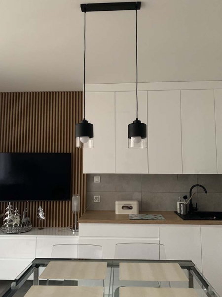 Lampa wisząca nowoczesna metalowa szklana