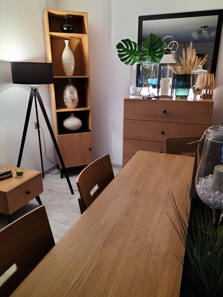 Lampa stojąca z abażurem drewniana led wiele kolorów