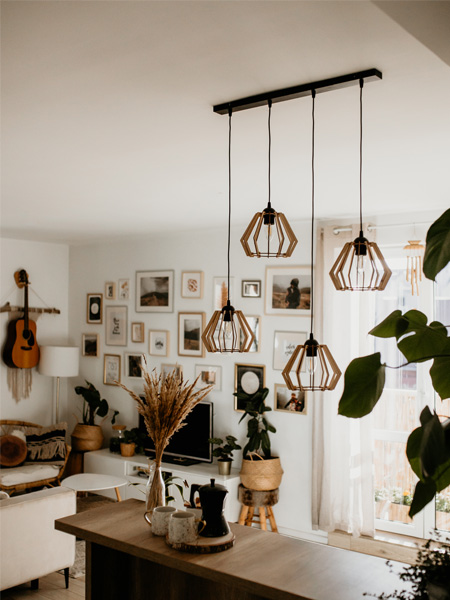 Lampa regulowana TIMBER, klosz sklejka, 4 źródła światła, E27