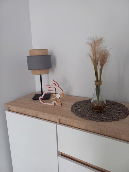 Lampa Stołowa Nocna BOHO GIA Szaro Beżowa z Abażurem